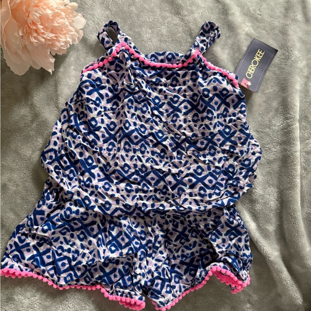 Cherokee Blue and Pink Patterned Kids romper - Picture 1 of 1